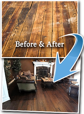 Before After Hardwood Floor Staining & Refinishing