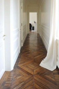 Diamond Pattern Wood Floor Hallway