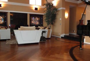 living room with modern Hardwood flooring