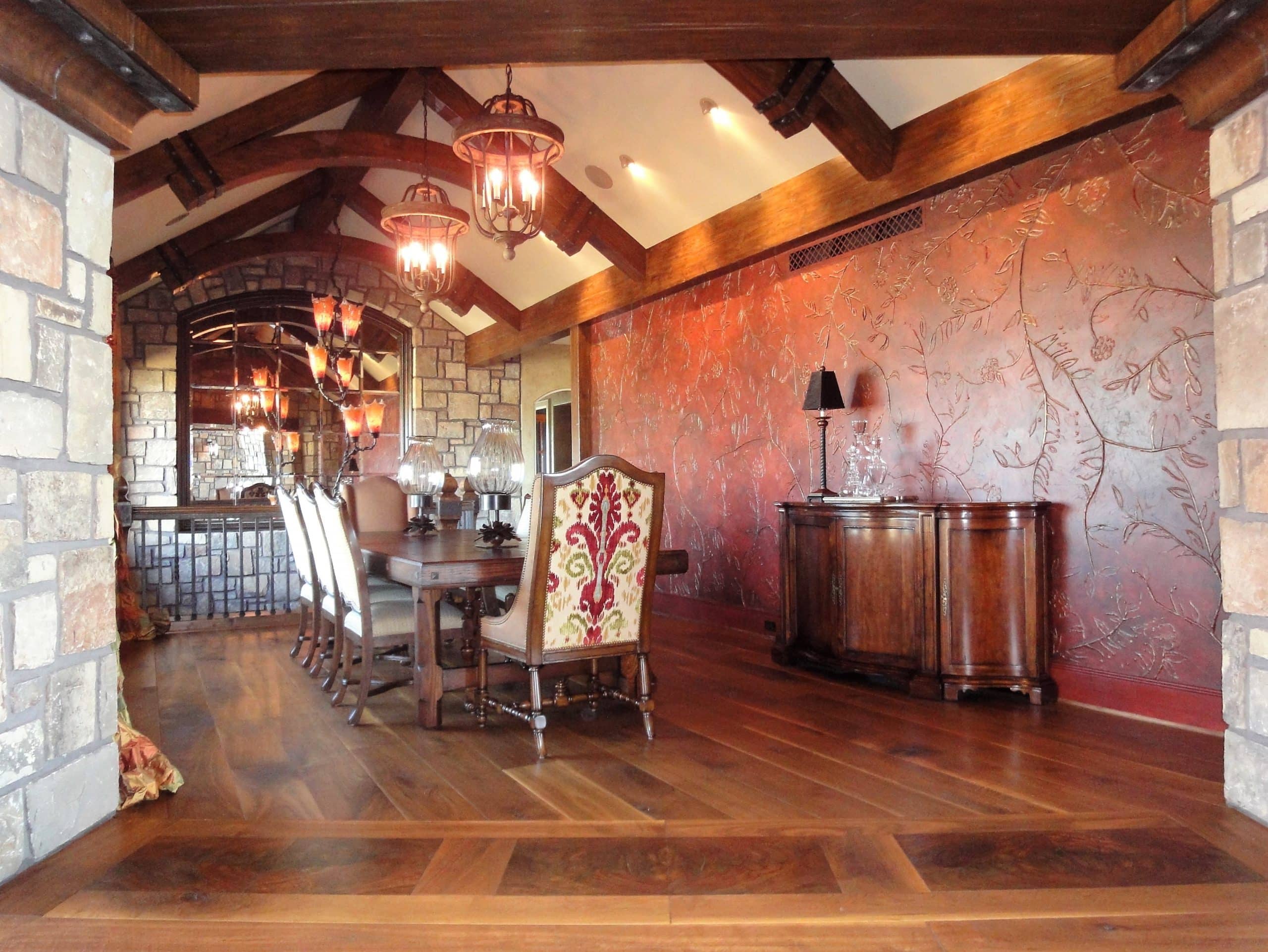 old world dining room wood floors
