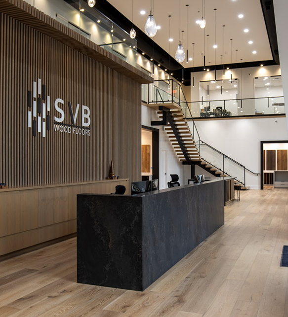 SVB wood floor front desk
