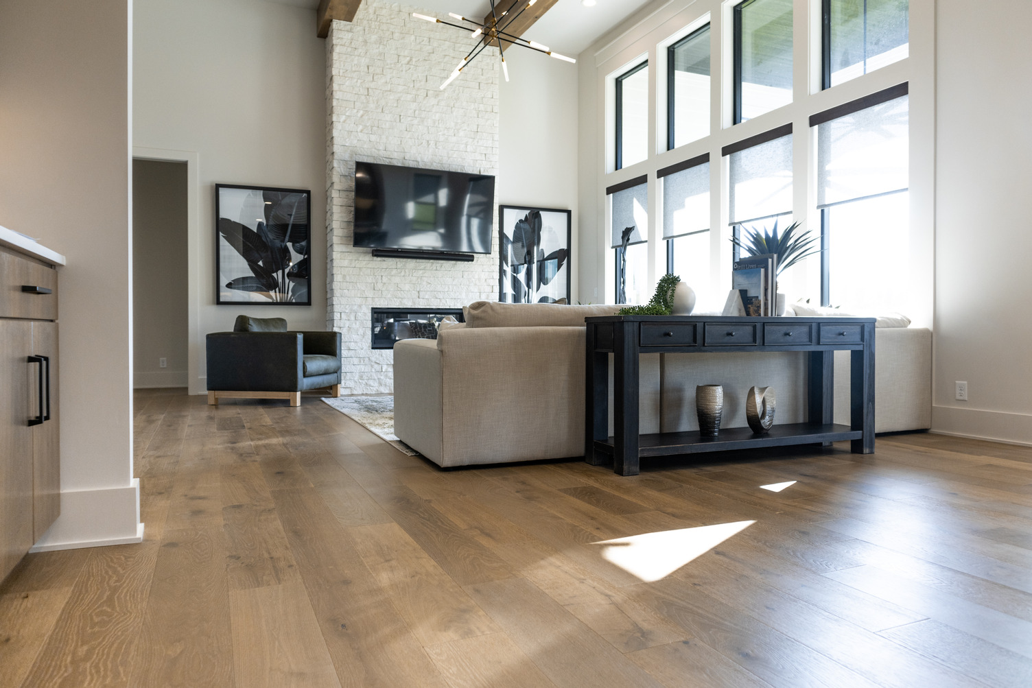 Astoria European Oak hardwood flooring in a modern living room design.