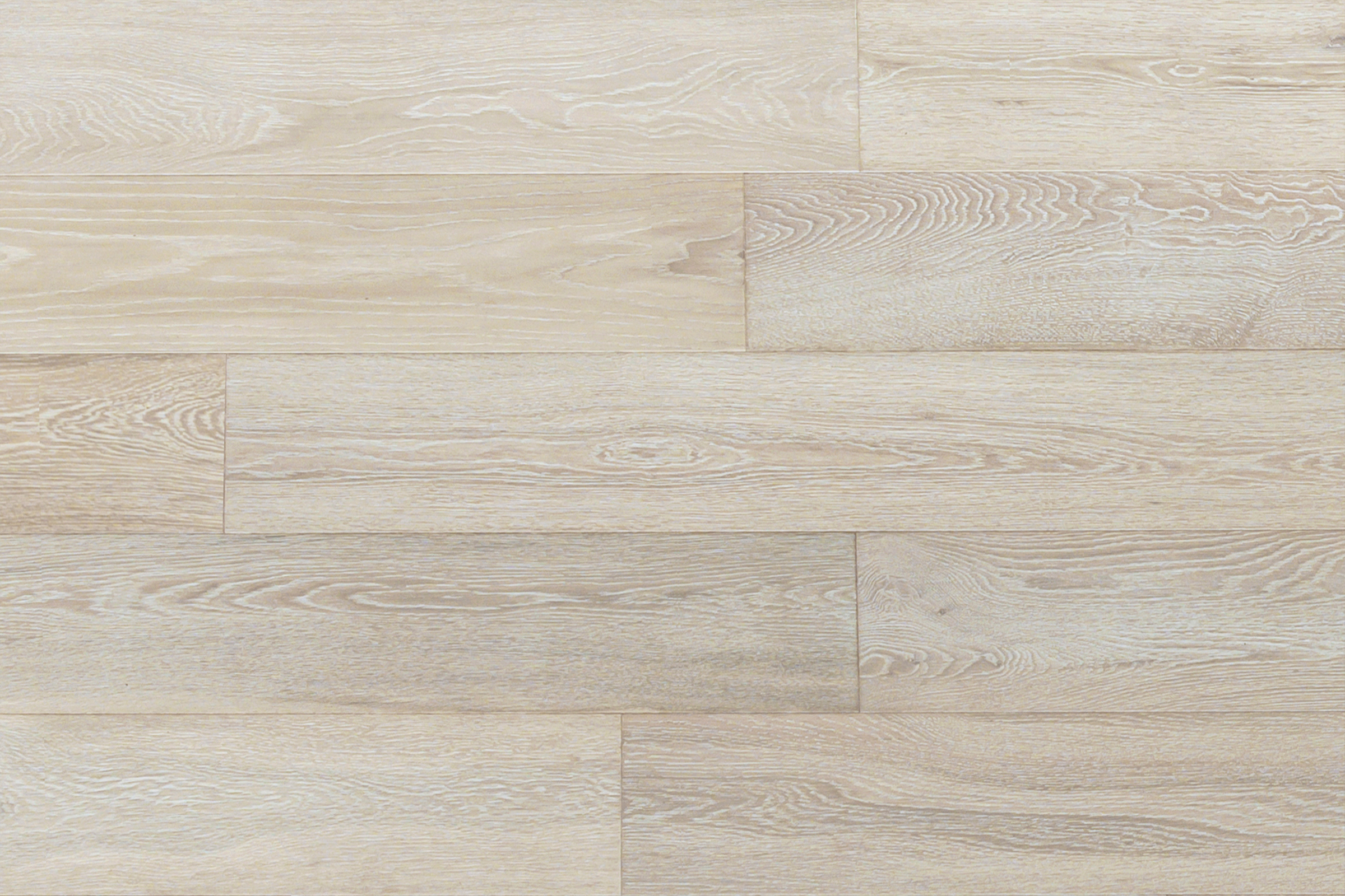 European Oak hardwood flooring in Sea Salt finish, showcasing light, textured wood grain with a refined aesthetic, part of the Studio Line collection by SVB Wood Floors.