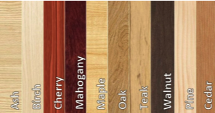 collage showing different types of hardwood flooring, featuring ash, cherry, oak, cedar, walnut and more.