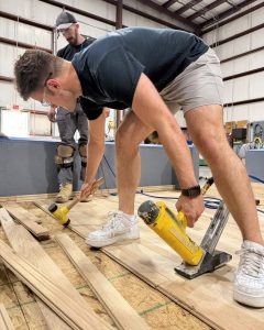 SVB Wood Floors employee doing wood floor installation training through the NWFA certification program.